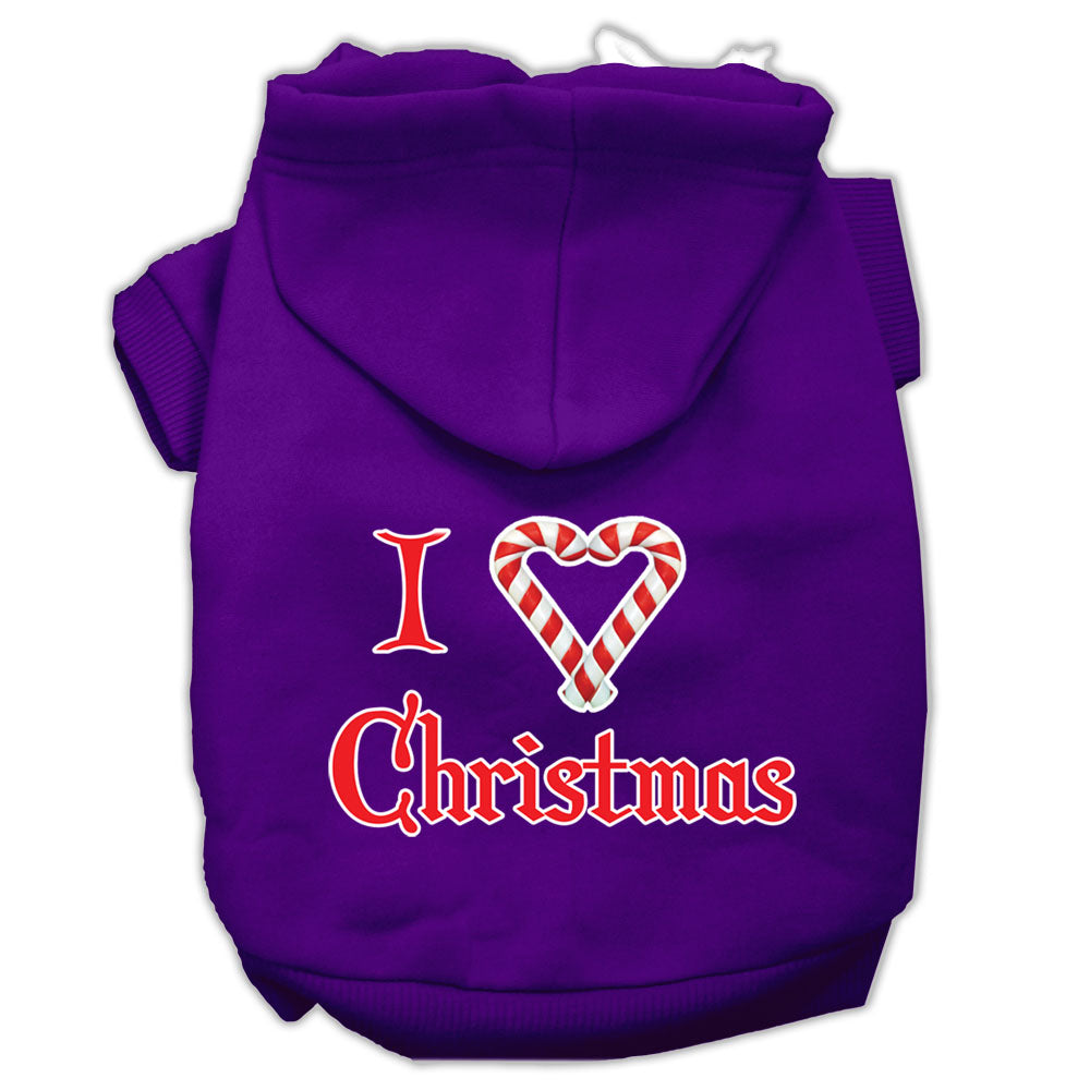 Mirage Pet 62-25-08 MDPR I Heart Christmas Screen Print Pet Hoodie,