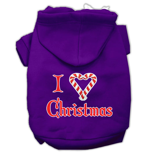 Mirage Pet 62-25-08 MDPR I Heart Christmas Screen Print Pet Hoodie,