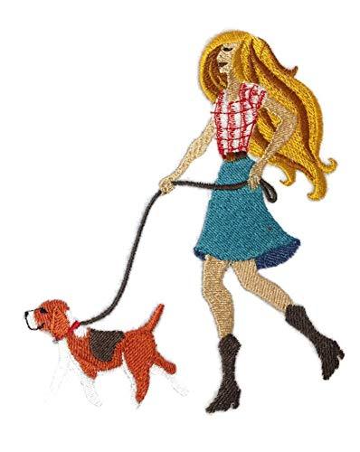 Custom A Walk in The Park - Beagle Dog Embroidered Iron On/Sew Patch