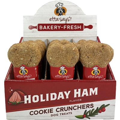 ETTA SAYS DOG 5 INCHES HOLIDAY HAM COOKIE CRUNCHER 1OZ 24 COUNT