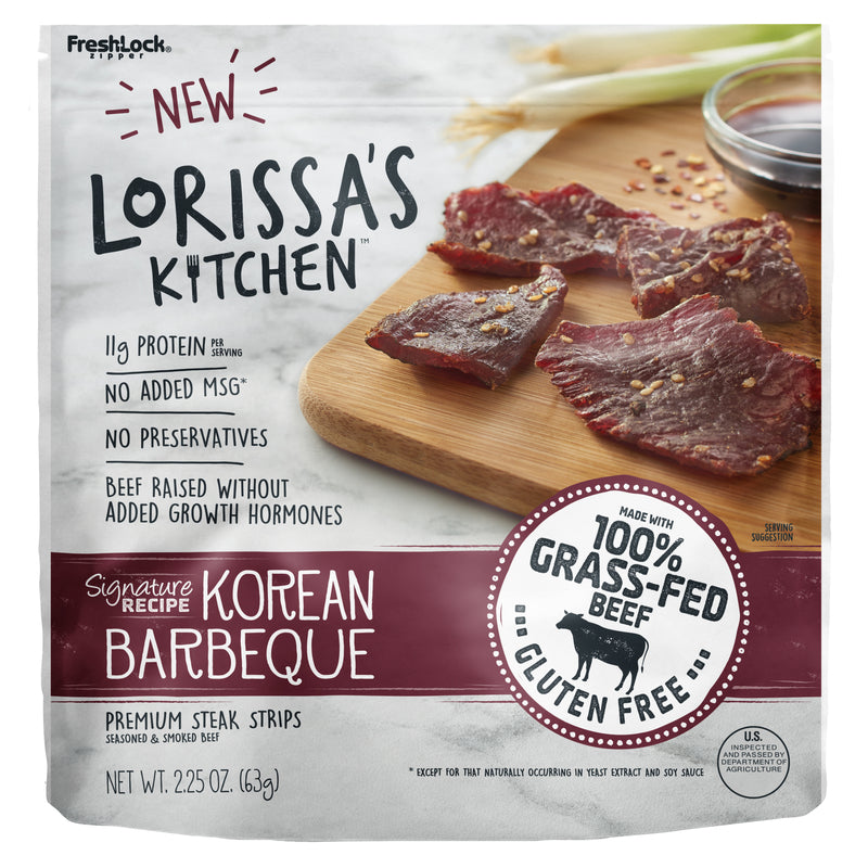 Lorissas Kitchen 9475401 2.25 oz Korean BBQ Beef Jerky Bag  Case of 8-