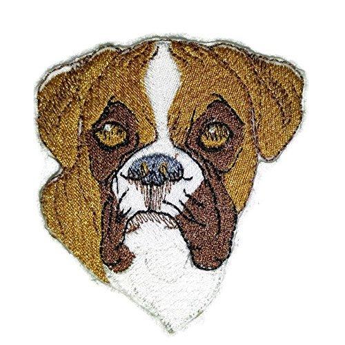 Boxer Dog Face Embroidery Iron On/Sew patch [3" x 2.5"]