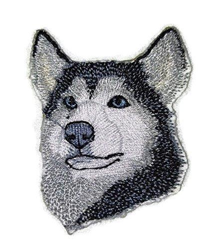 Siberian Husky Dog Face Embroidery Iron On/Sew patch [4" x 3.1"]