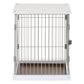 34" Length Elegant Wooden Structure White Dog Cage Crate Table