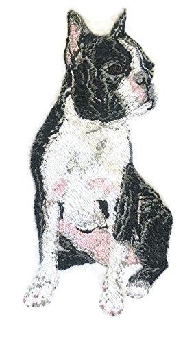 Custom Dog Portraits Boston Terrier ] Embroidered Iron on/Sew patch